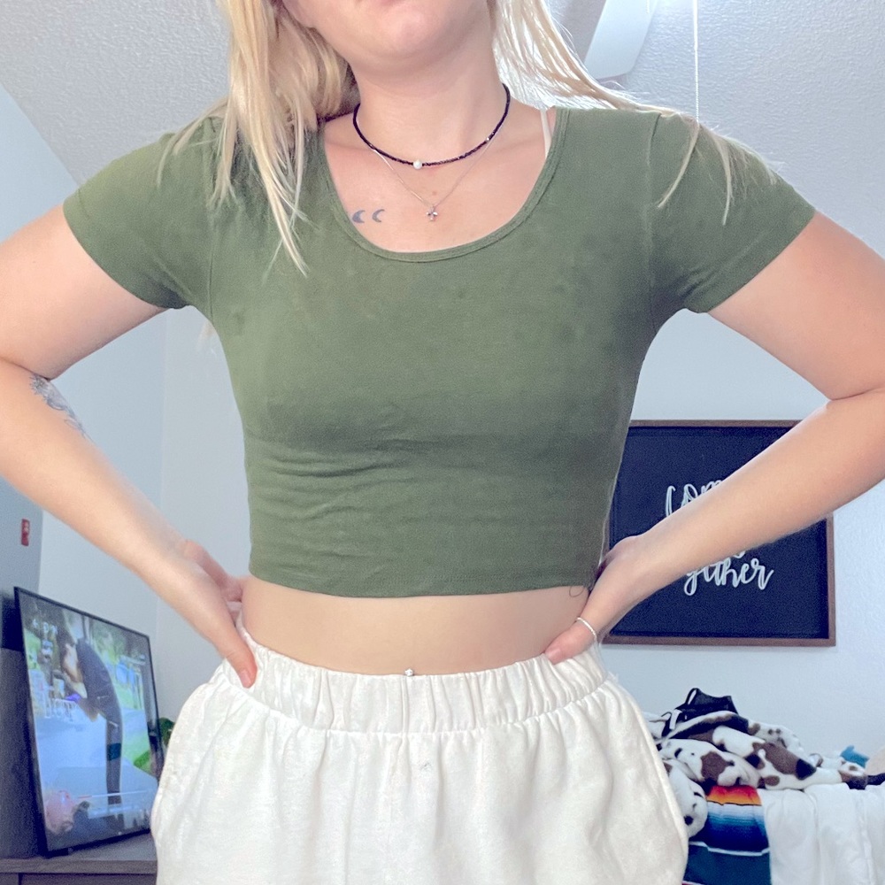 Green Crop Top
